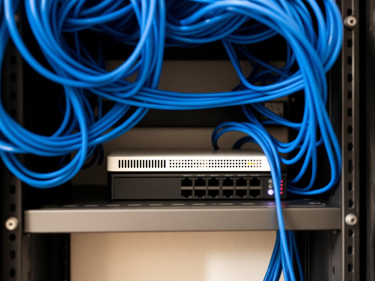 Example of a tidy network rack and structured cabling